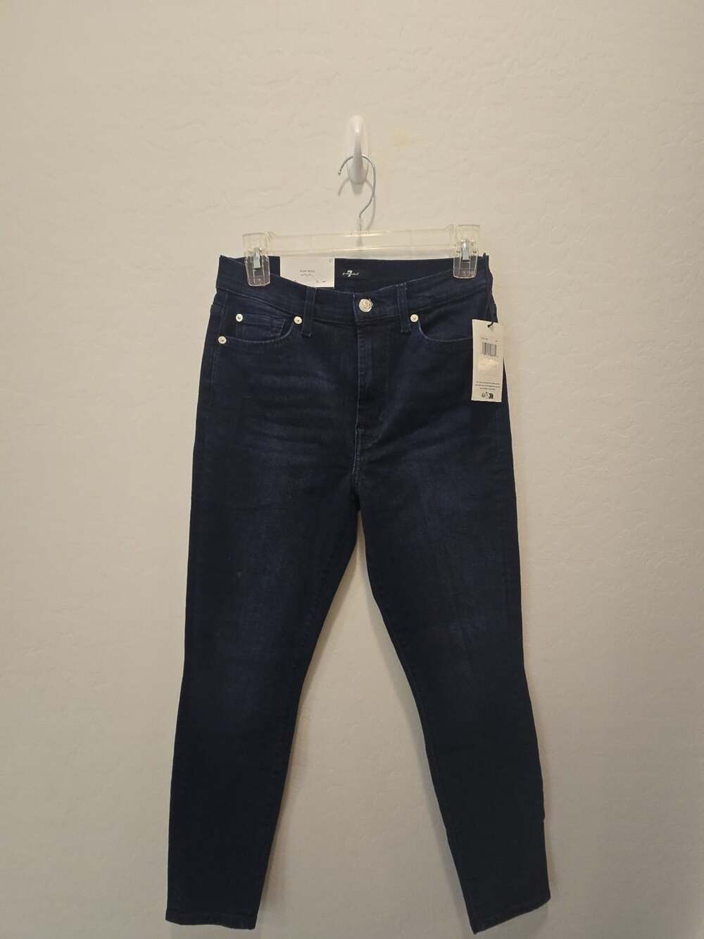 7 For All Mankind High Waist Ankle Skinny Jeans Size 27 Dark Wash